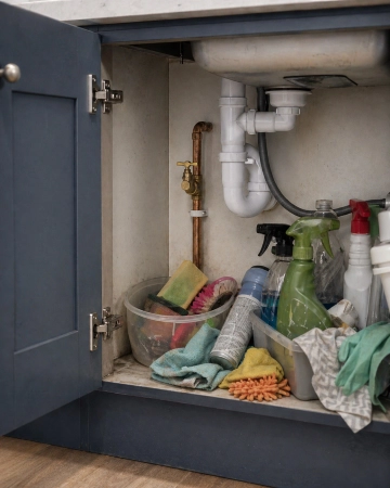Stopcock under kitchen sink
